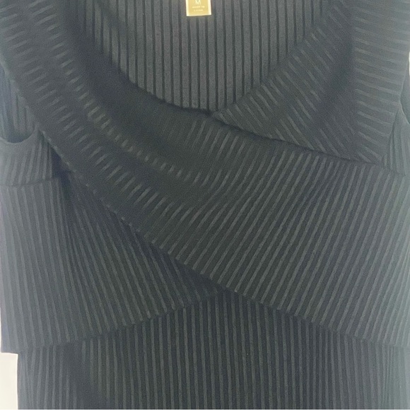 Michael Kors off shoulder ribbed midi bodycon black party cocktail dress Size M - Picture 11 of 15